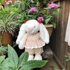 Floral shirt and floral pants for bunnies, outfit for bunnies, handmade outfit for jellycat bunnies, Jellycat doll clothes