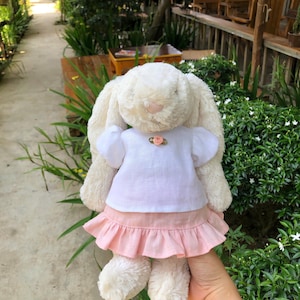 Cute skirt and shirt set for bunnies, outfit for bunnies, handmade outfit for jellycat bunnies, Jellycat doll clothes