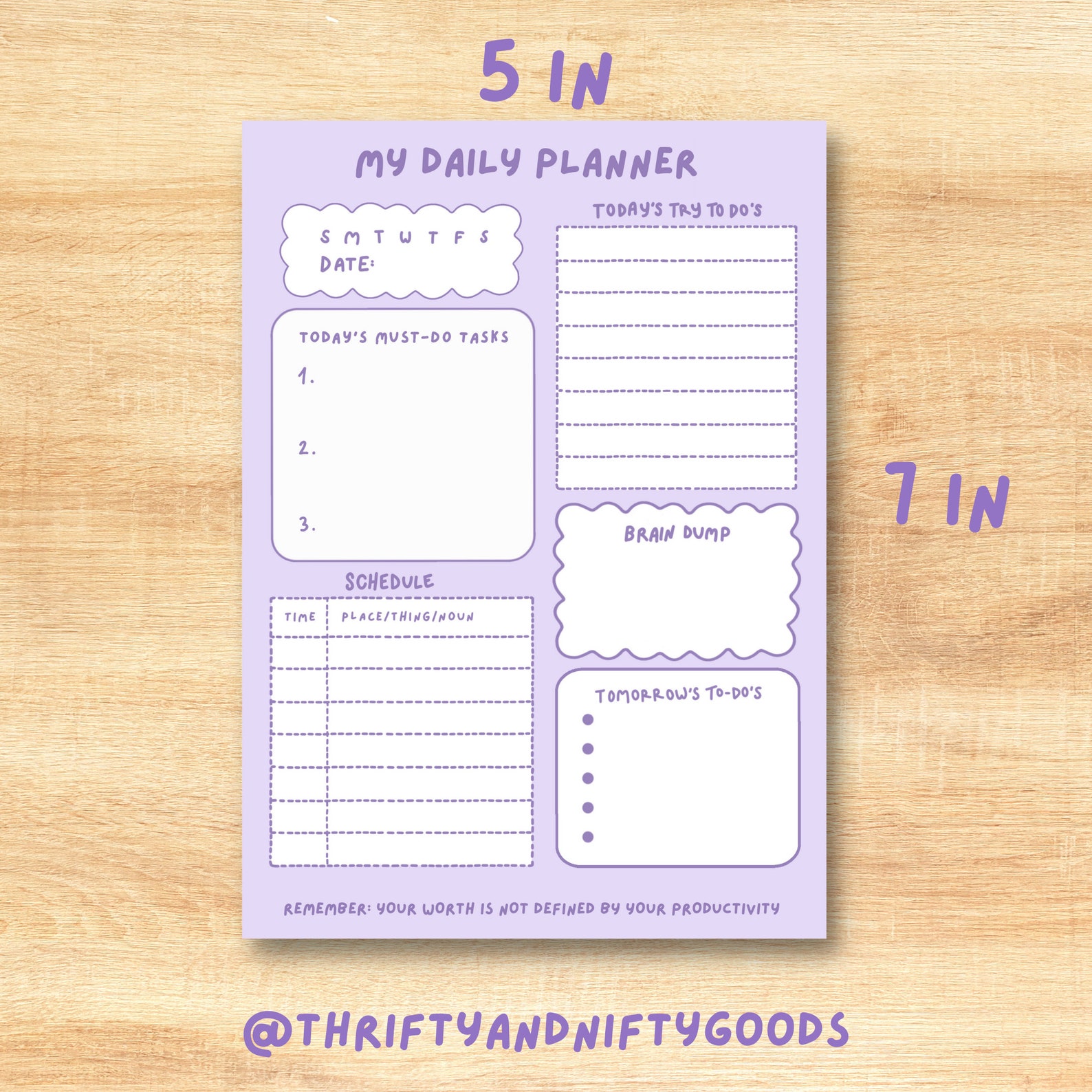 Daily Planner 5x7 Inch to Do List Wellness Planner - Etsy