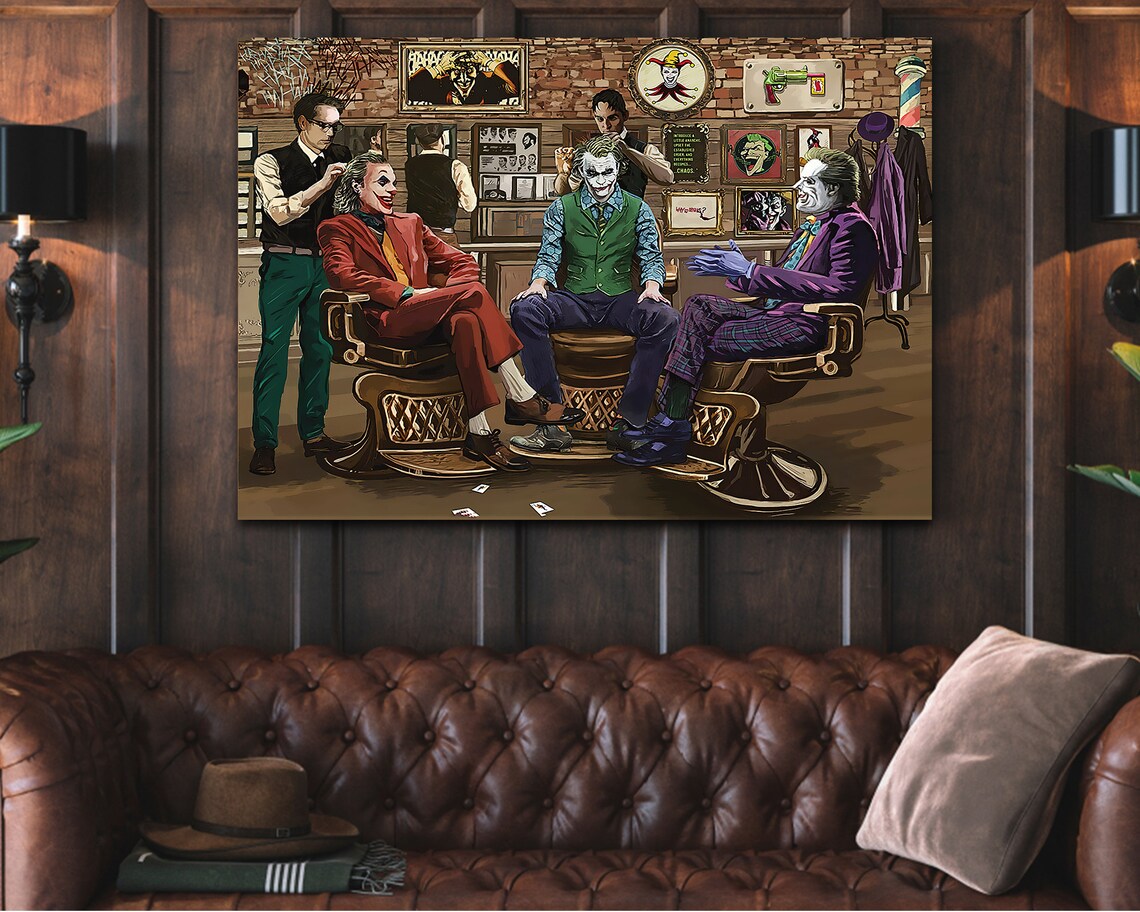 The Joker Barber Shop Canvas The Joker Framed Art Print DC Etsy