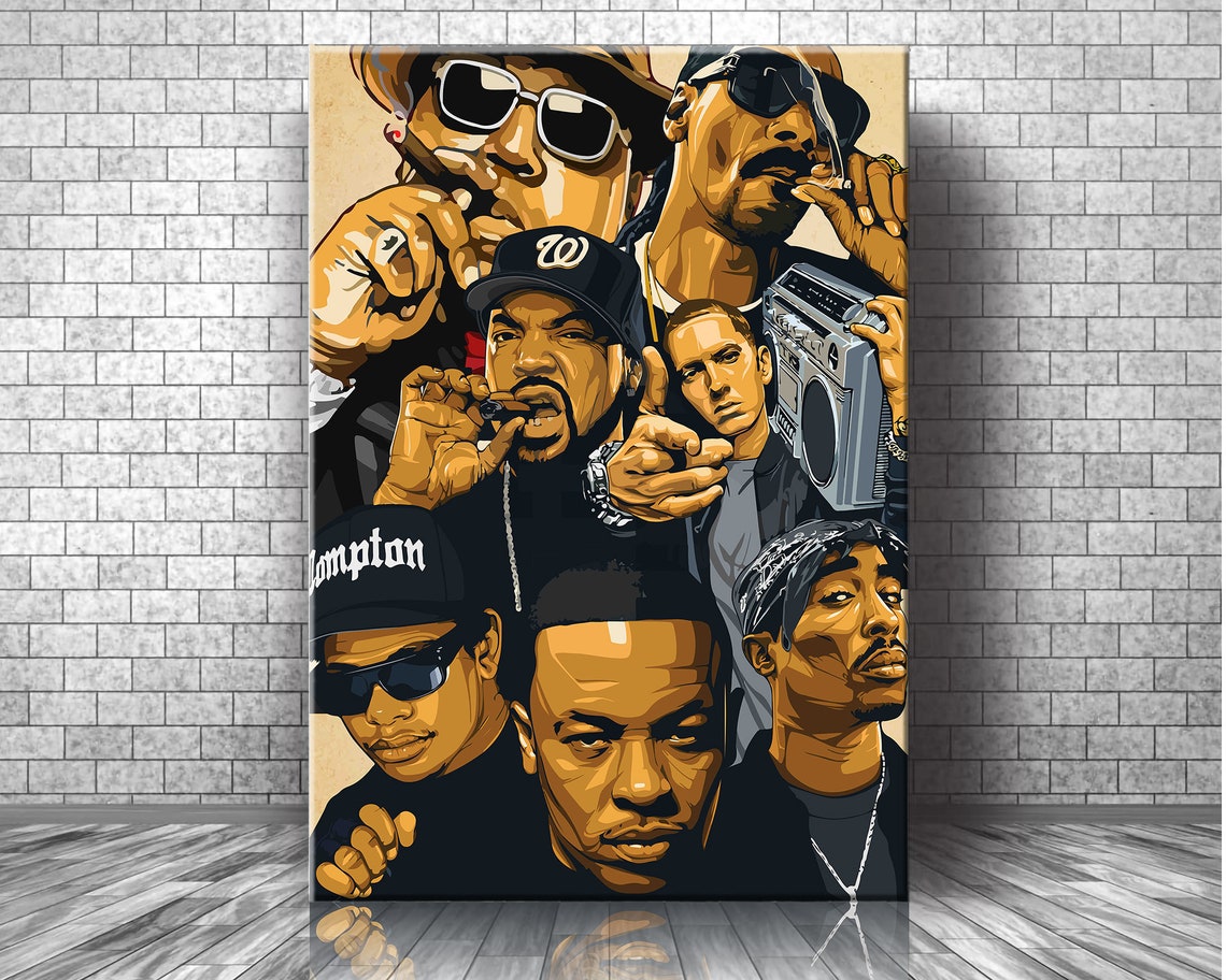 Hip Hop Legendary Rappers Painting Canvas West Coast Rap Art Etsy