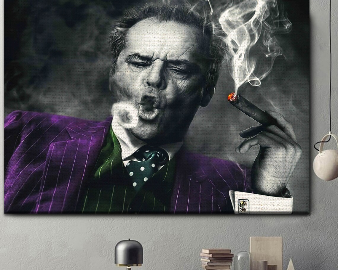 Joker Smoking Art Canvas Joker Film Wall Art Joker Movie Art Etsy