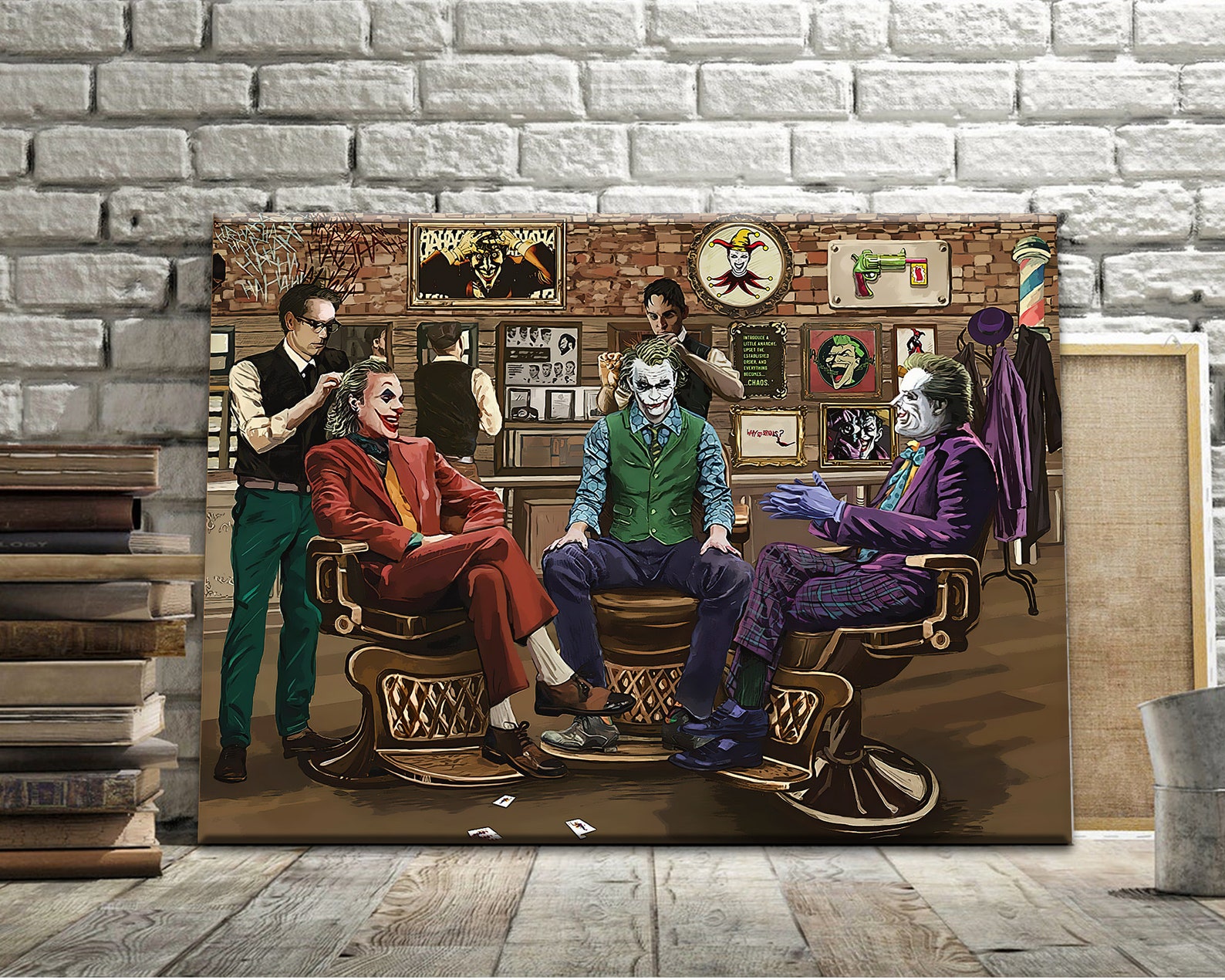 The Joker Barber Shop Canvas The Joker Framed Art Print DC | Etsy