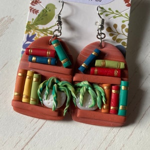 Bookshelf Dangle Earrings | Polymer Clay