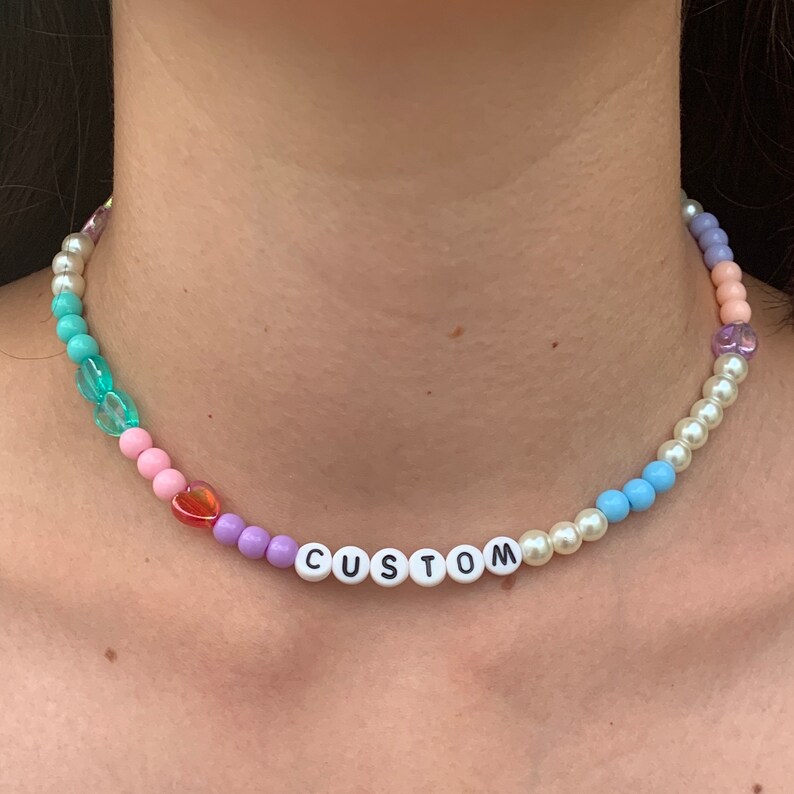 Y2K Candy Pastel Beaded Choker Necklace With Glass Pearls Etsy