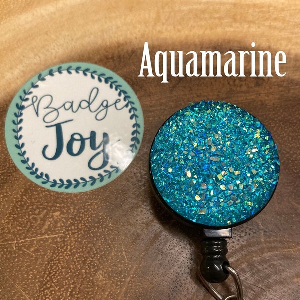 Aquamarine Druzy Badge Reel