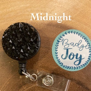 Midnight Black Crystal Badge Reel