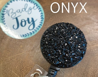 Onyx Druzy Glitter Badge Reel: Sparkly Nurse Accessory