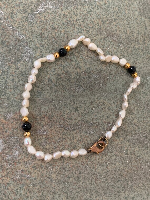 vintage natural pearl dainty bracelet / layering … - image 2