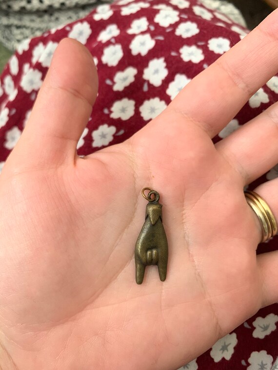 vintage sign of the horns necklace charm / pendant / … Gem