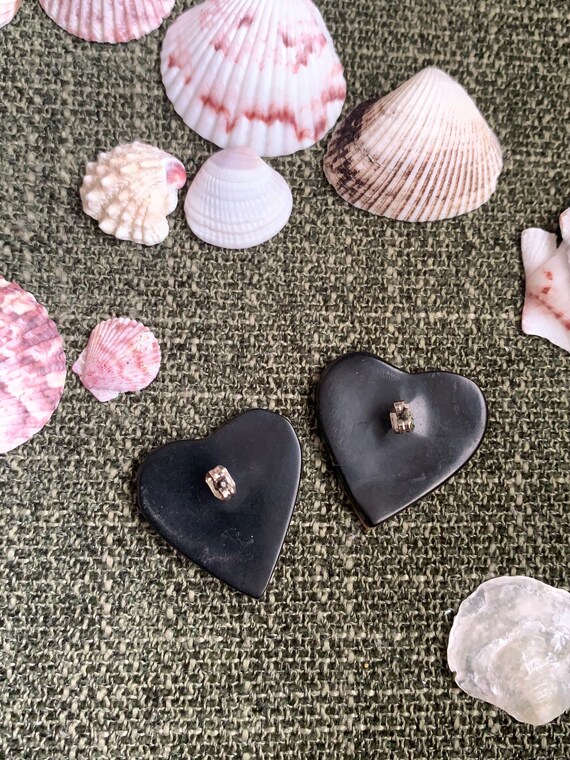 vintage heart shaped oversized stud earrings with… - image 6