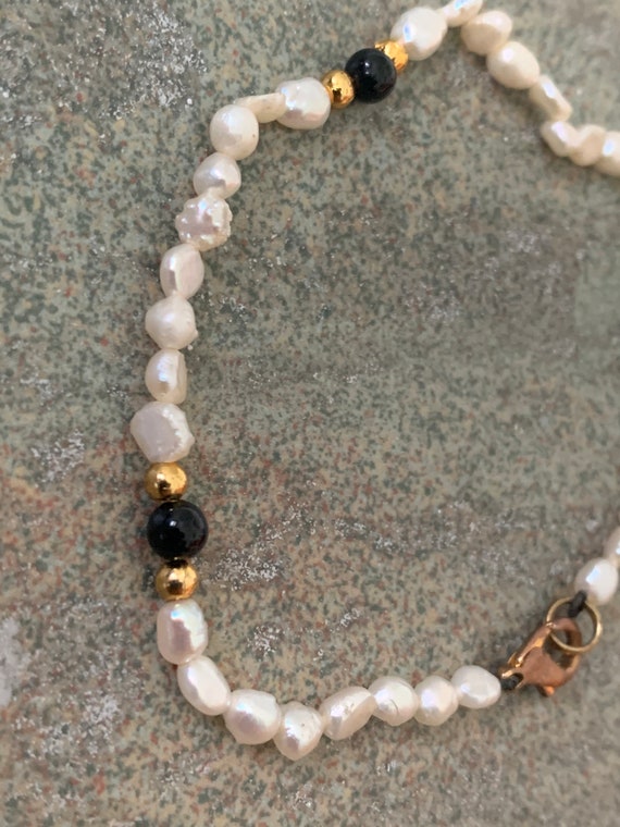 vintage natural pearl dainty bracelet / layering … - image 3