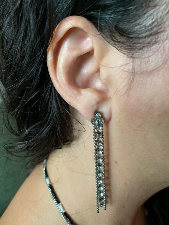 vintage cup chain and ball chain dangle earrings - image 4