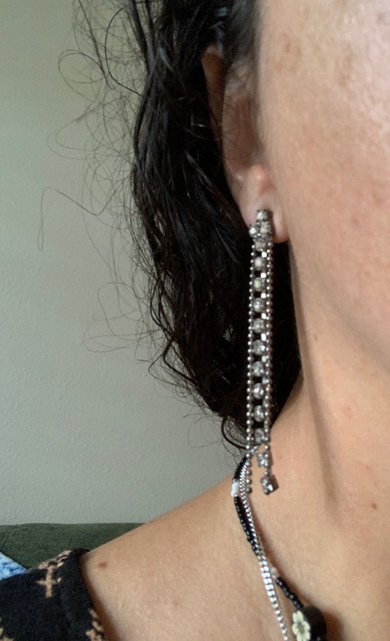 vintage cup chain and ball chain dangle earrings - image 3