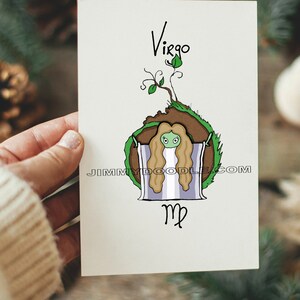 Biglietto della Vergine / Biglietto di compleanno / Biglietto del segno zodiacale / Biglietto di compleanno del segno zodiacale / Biglietto disegnato a mano / Biglietto di compleanno della Vergine / Vergine / Compleanno / Regalo