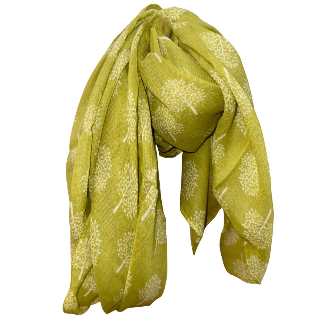 Lime Green Scarf With Mulberry Trees Etsy