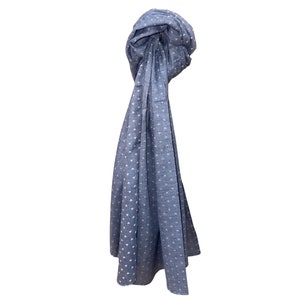 Blue scarf with little white hearts