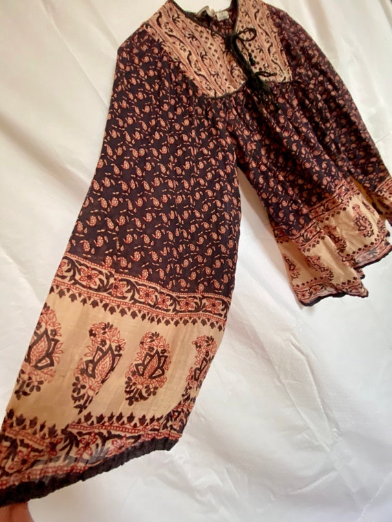 Print Block 1970s Cotton Indian Blouse