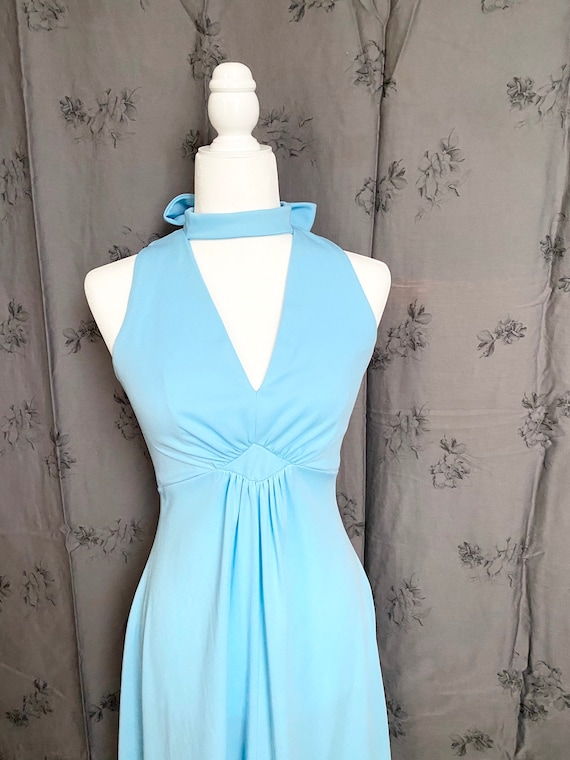 1970s Maxi Dress, Vintage 70's Maxi, Baby Blue Max