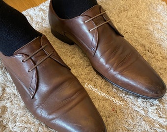 Vestido elástico de caballeros Cordones de zapatos, Cordones para zapatos de vestir para hombre, Negro y marrón