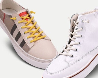 Cordones elásticos, fáciles de usar, hacen un nudo, no es necesario atarse los zapatos