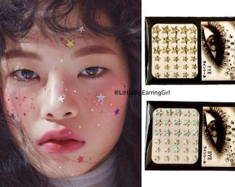 3D STAR Face Sticker Gioielli in oro e argento Strass Festival Makeup Coach EDC