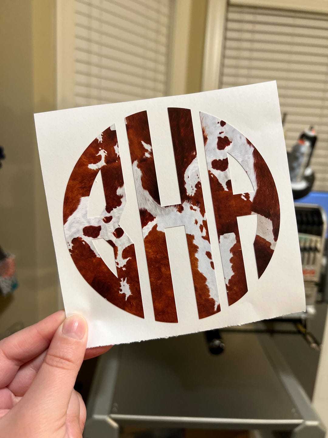 Cowhide Sticker Cow Hide Monogram Decal, Cow Monogram, Vinyl Monogram Decal Sticker ...