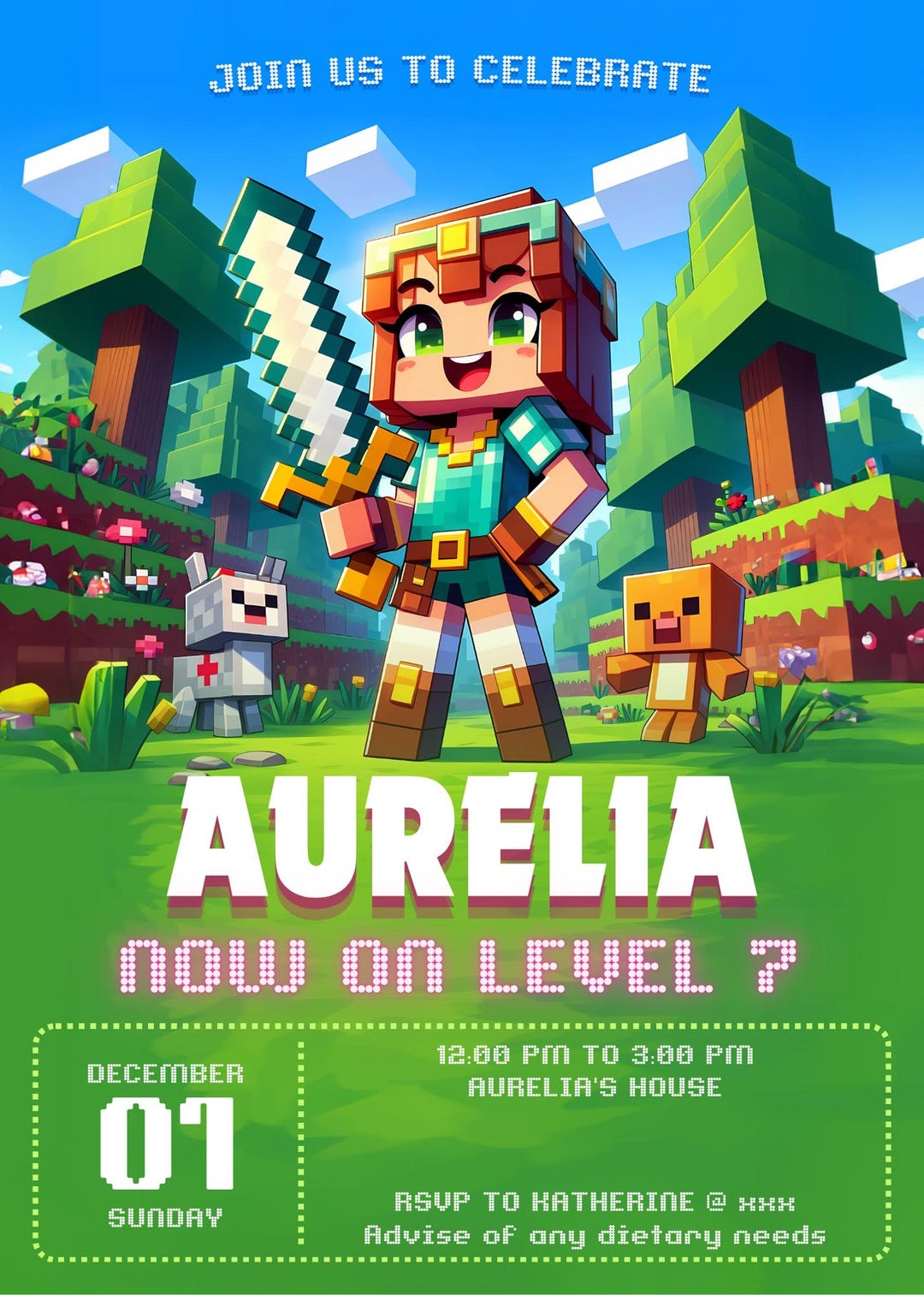 MINECRAFT Invite (digital File) - Etsy Australia