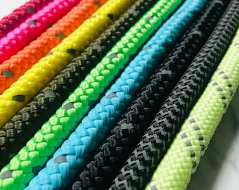 Custom Reflective Rope Dog Leash, Colorful Reflective Dog Lead, Leash with Clip, Heavy Duty Leash with Carabiner, Leash for Night Walks