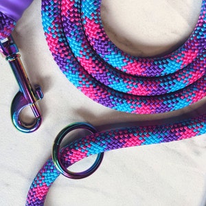 Custom Rainbow Rope Dog Leash, Carabiner Pet Leash, Lightweight and Durable Rope Lead, Colorful Rope Leash for Small Dogs and Big Dogs image 9