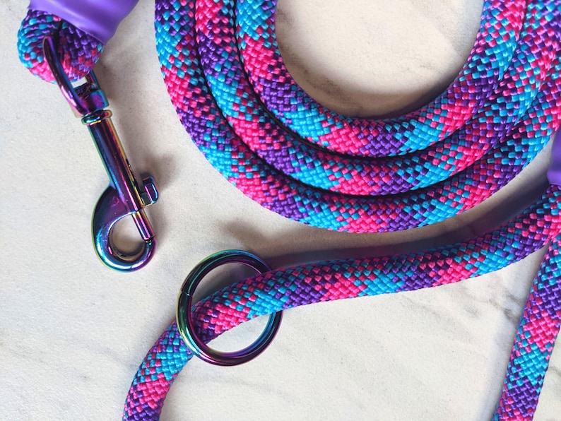 Custom Rainbow Rope Dog Leash, Carabiner Pet Leash, Lightweight and Durable Rope Lead, Colorful Rope Leash for Small Dogs and Big Dogs image 9