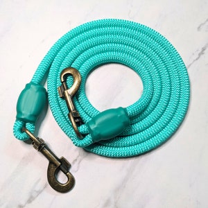 Custom Solid Color Hands Free Rope Dog Leash, Heavy Duty Double Ended Running and Hiking Leash for Dogs, Leash with Two Clips, Colorful Lead