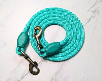 Custom Solid Color Hands Free Rope Dog Leash, Heavy Duty Double Ended Running and Hiking Leash for Dogs, Leash with Two Clips, Colorful Lead