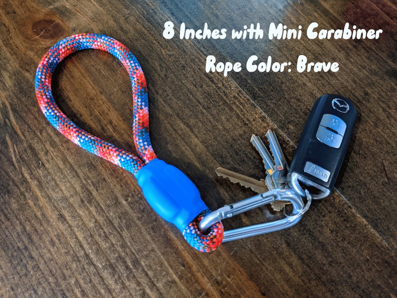 Custom Color Rope Keychain, Paracord Wristlet / Key Fob 8" Mini Carabiner