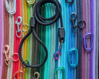 Custom Solid Color Rope Dog Leash, Carabiner Pet Leash, Lightweight and Durable Rope Leash, Rope Lead for Small and Big Dogs, Adventure Dog