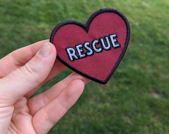 Rescue Dog Merit Badge | Iron-On Patches for Dogs, Bandana Badges, Embroidered Patch for Girl and Boy Dogs, Dog Adoption, Pet Scout Badge