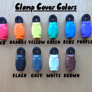 May include: A set of 12 clamp covers in various colors, including red, orange, yellow, green, blue, purple, black, gray, white, and brown. The covers are made of a soft, flexible material and are designed to protect your clamps from damage.