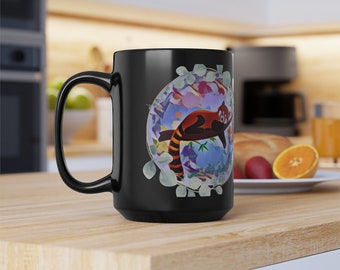 Red Panda Mug Cute Animal Coffee Mug Gift Red Panda Lover Gift Black Mug, 15oz