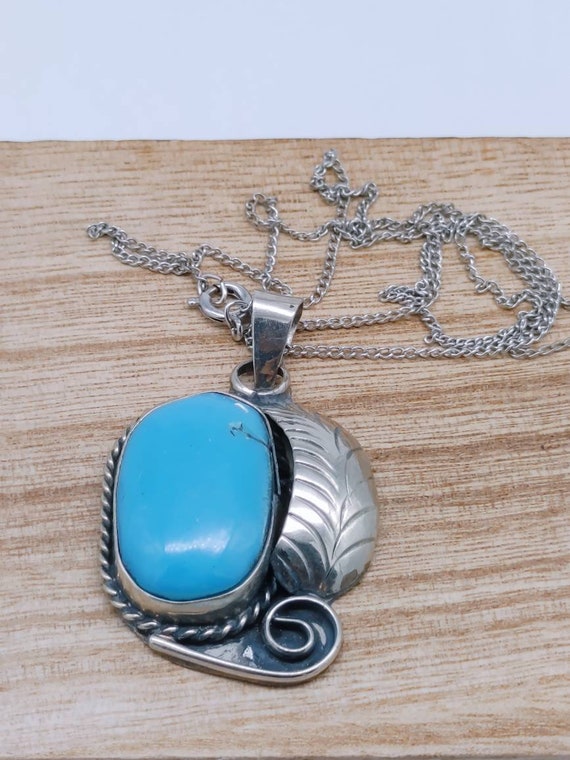 Large Vintage Navajo Sterling Silver and Turquois… - image 3
