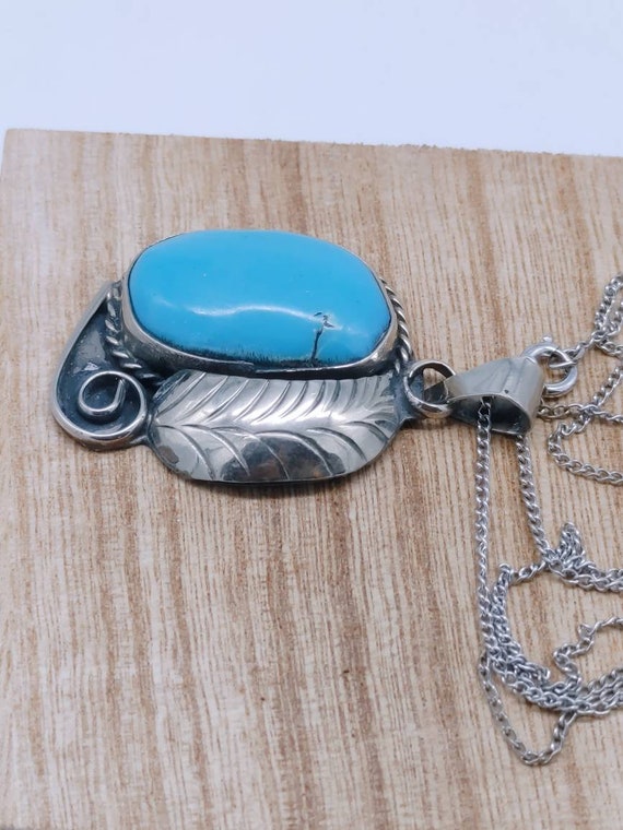 Large Vintage Navajo Sterling Silver and Turquois… - image 5