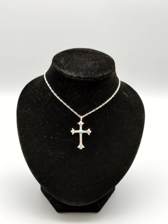 Native American, cross pendant necklace, sterling 