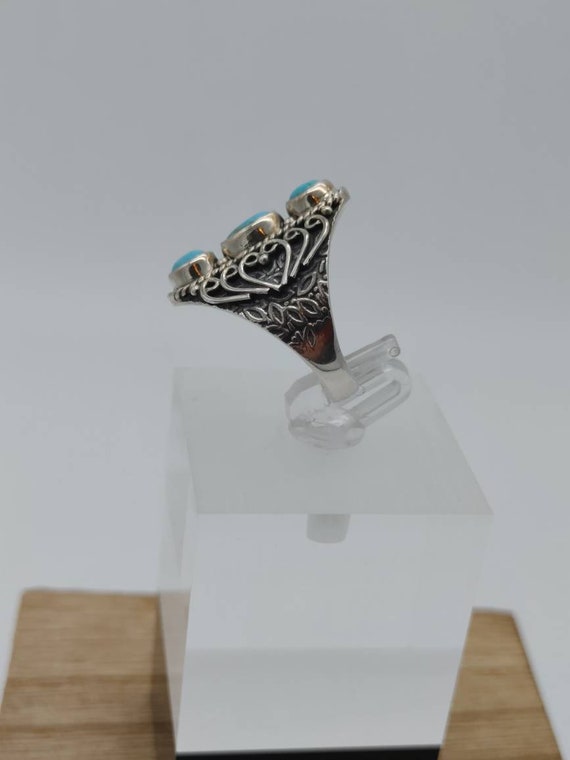 Blue Turquoise sterling silver ring, Southwest Bo… - image 3