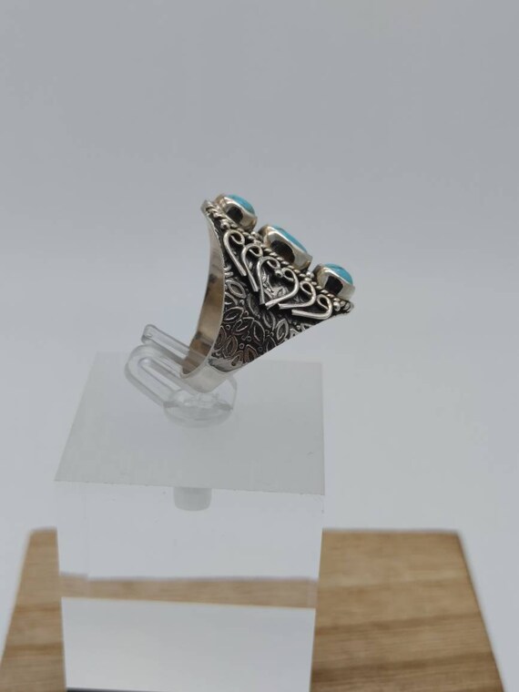 Blue Turquoise sterling silver ring, Southwest Bo… - image 4