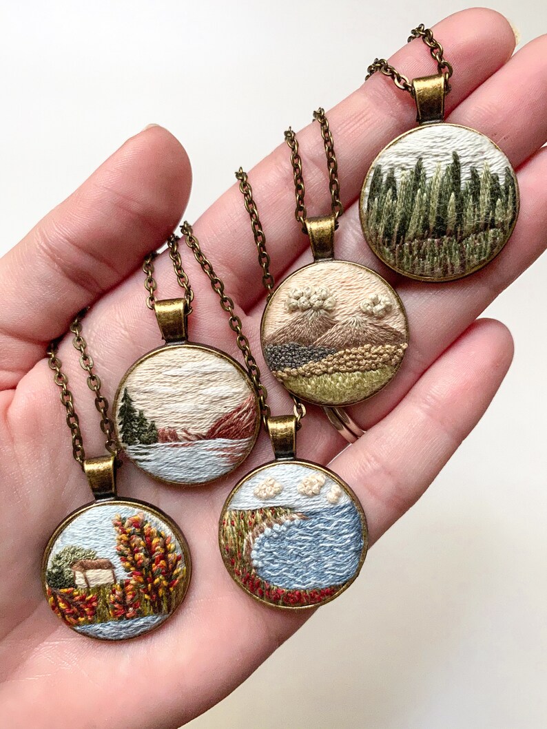 Custom embroidered pendant necklace personalized jewelry Etsy