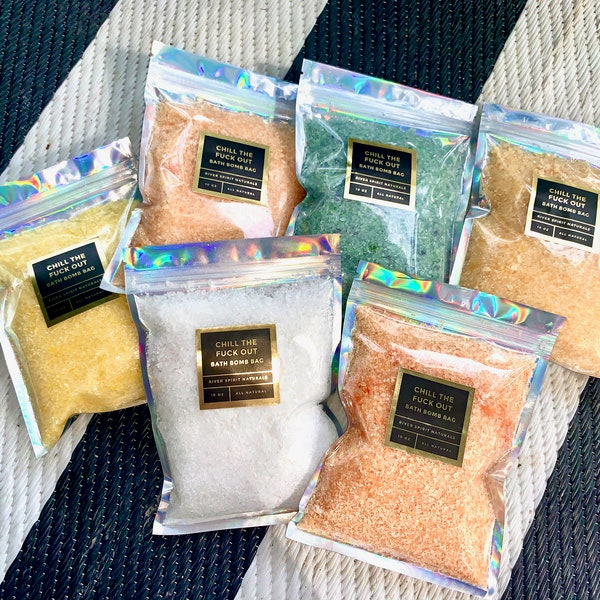 Chill the Fuck Out Bath Bomb Bag | Bath Shimmer Salts Dust Powder | Unique Funny Gift