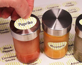 58-Piece Spice Label Set - Perfect for Kitchen or Office - Condiment Stickers for Smooth Surfaces - High-Quality Spice Label Set.