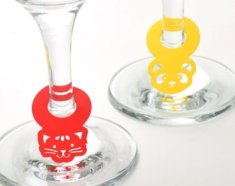Wine Glass Charms - Set of 6 Silicone Tags in Various Colors - Reusable Wine Glass Markers - 6-Pack with Assorted Icons