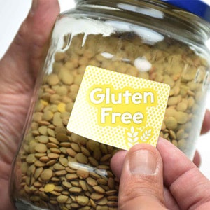 Set of 53 Food Allergy Alert Stickers: Adhesive Gluten-Free Labels for Kitchen Accessories