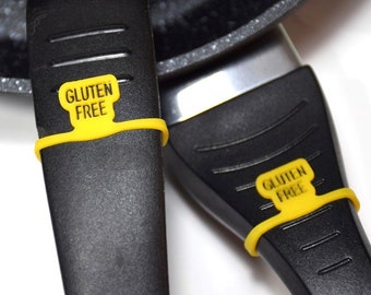 Gluten-Free Silicone Pan Tags: Celiac Kitchen Safety Labels, Set of 4