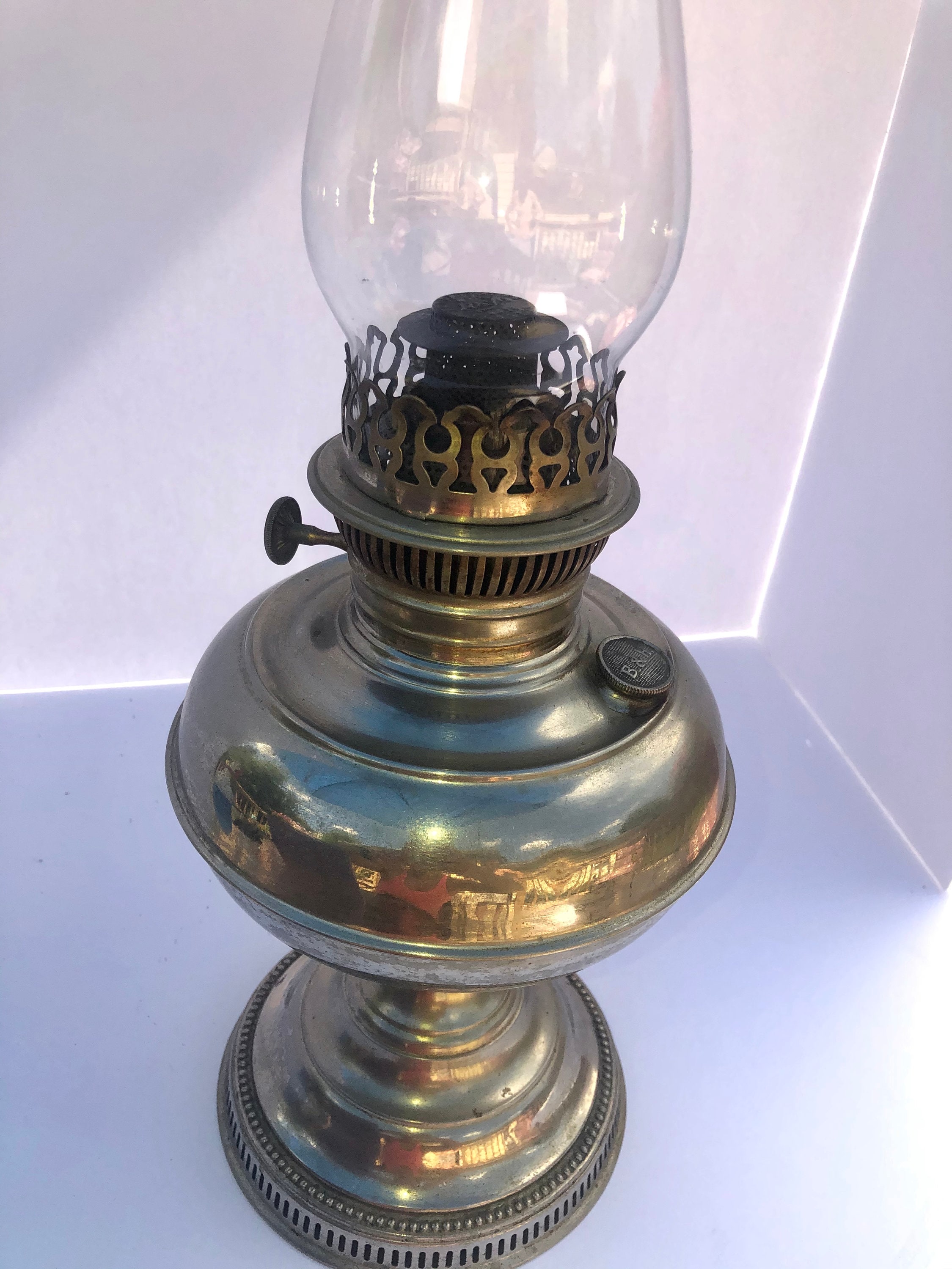 Antique 1905 Rayo Oil Lamp With Original Rayo Glass Chimney Etsy